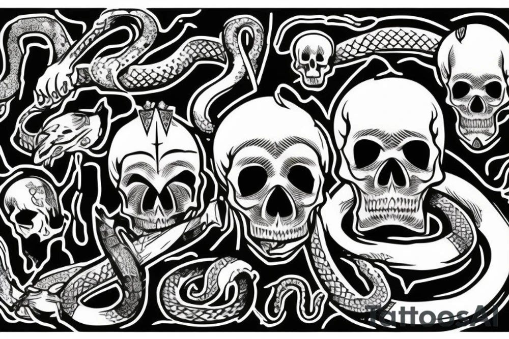 skull with snake and dagger tattoo idea
