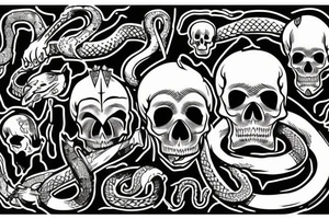 skull with snake and dagger tattoo idea