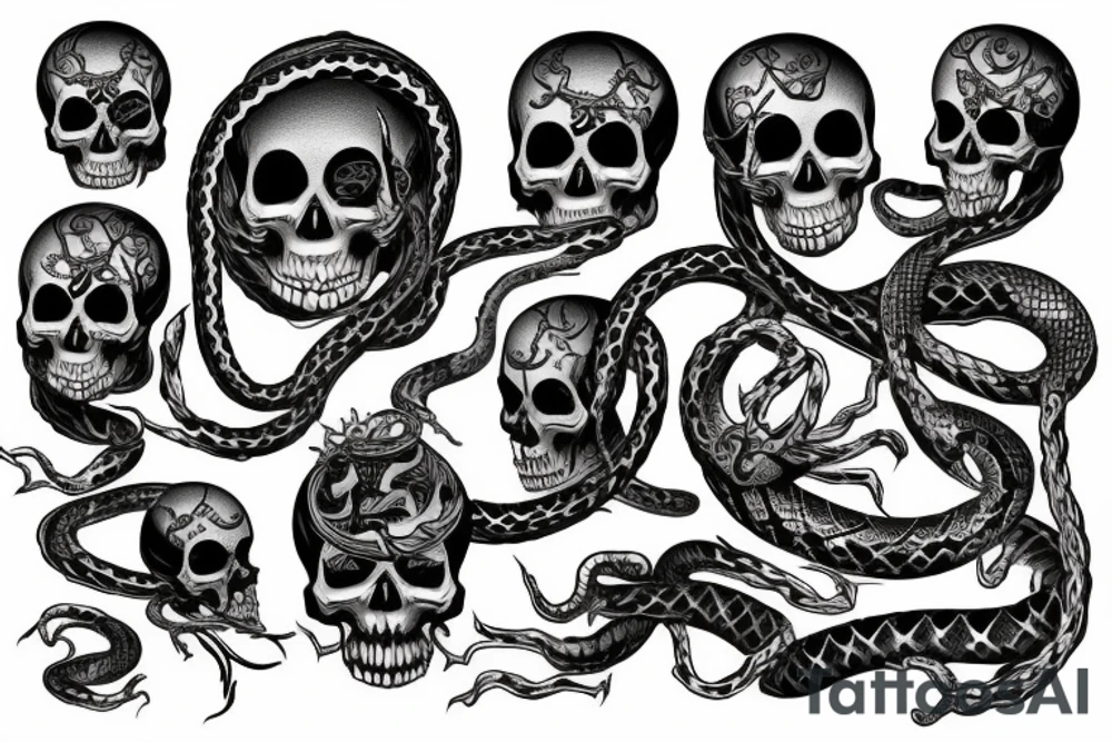 skull with snake and dagger tattoo idea