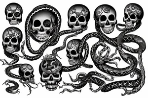 skull with snake and dagger tattoo idea