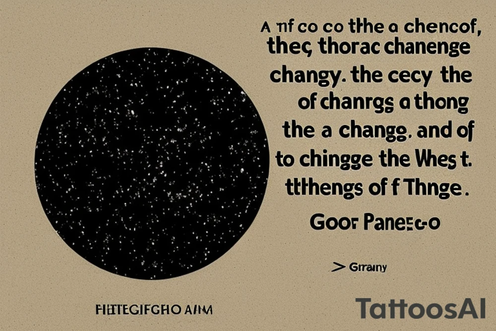 a graphic depiction of the serenity prayer: “God,grant me the serenity; To accept the things I cannot change; Courage to change the things I can; and wisdom to know the difference”. I would like to include the following concepts: 1. a silhouette of a god figure filled with galaxy (represents a universal deity/god), 2. Namaste 🙏 (prayer hands) as a faded overarching background, 3. Some representation of serenity/peace, 4. Some representation of chaos/chaotic elements being controlled. tattoo idea
