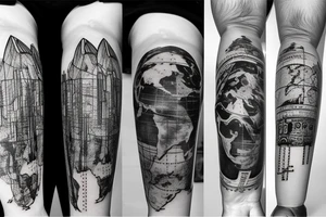 traveling, earth, countries, vertical tattoo idea