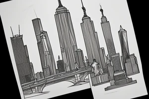 fineline
minimalist
skyline
statue of liberty
brooklyn bridge
grand army plaza
freedom tower
empire state building tattoo idea