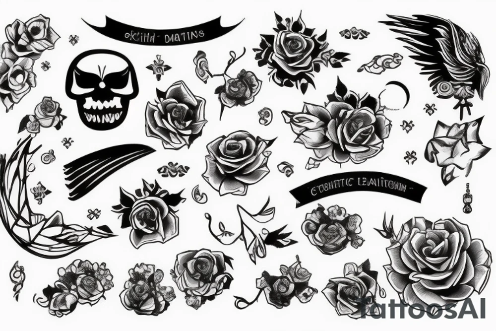 Скелет щуки в стиле готики tattoo idea
