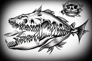 Skeleton of a fish with sharp teeth tattoo idea