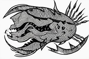 Skeleton of a fish with sharp teeth tattoo idea