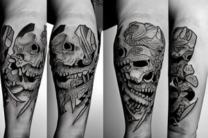 Skeleton of a fish with sharp teeth tattoo idea