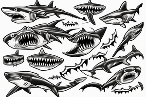 Shark skeleton with sharp teeth tattoo idea