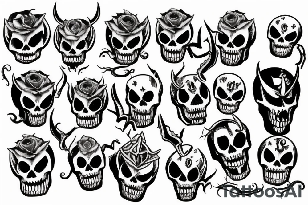 Devil skeleton with sharp teeth tattoo idea