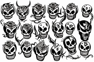 Devil skeleton with sharp teeth tattoo idea