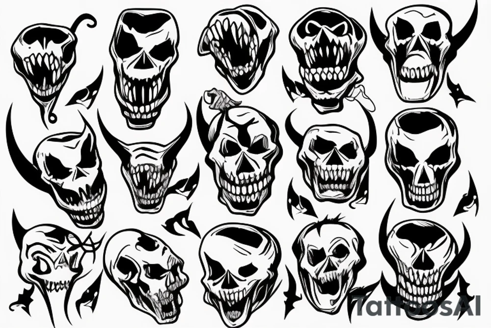 Devil skeleton with sharp teeth tattoo idea