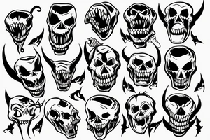 Devil skeleton with sharp teeth tattoo idea