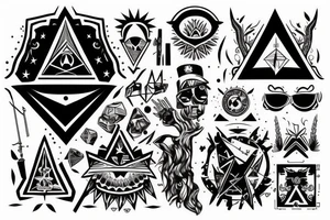A illuminati with a joint and money and power tattoo idea
