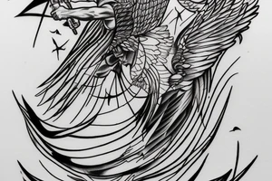 fall of icarus in fine line tattoo idea