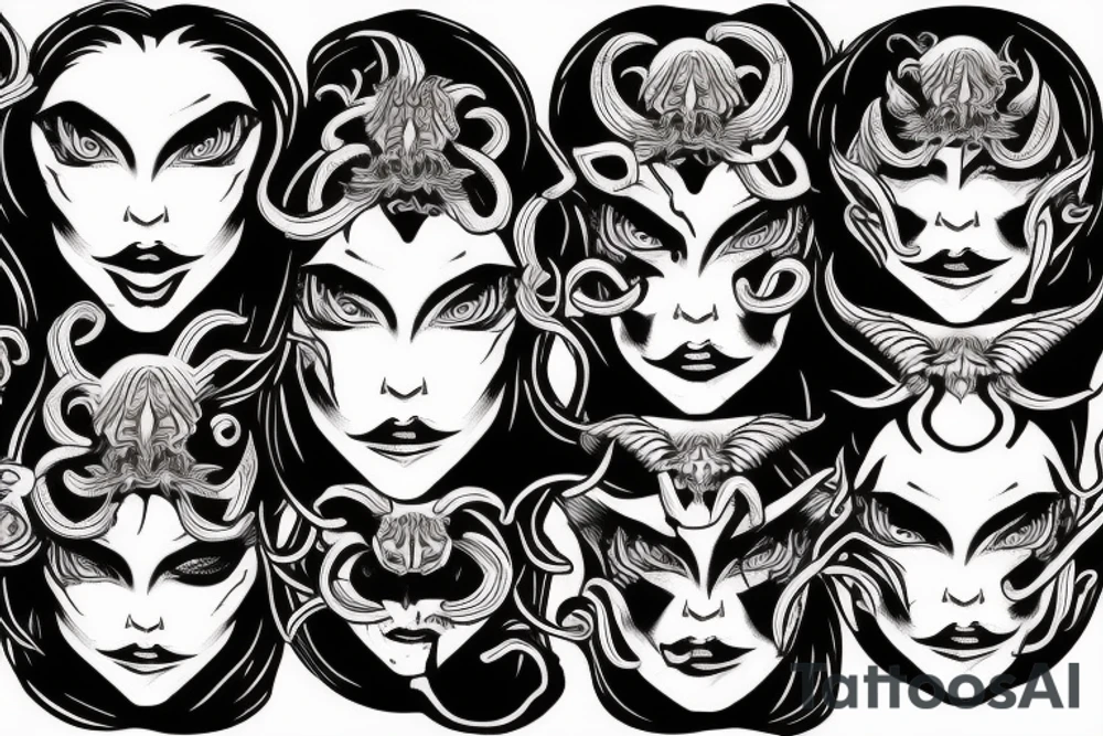 Devilish tattoo, medusa head tattoo idea