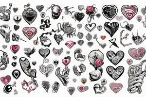 pecks, H, son, heart, date, love tattoo idea