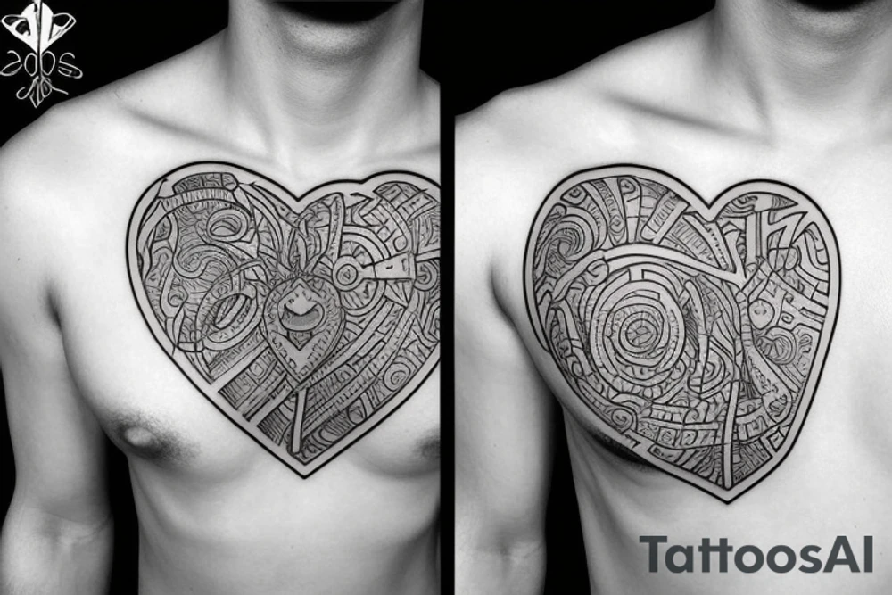 pecks, H, son, heart, date, love tattoo idea