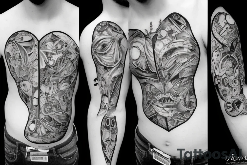 pecks, H, son, heart, date, love, torn skin tattoo idea