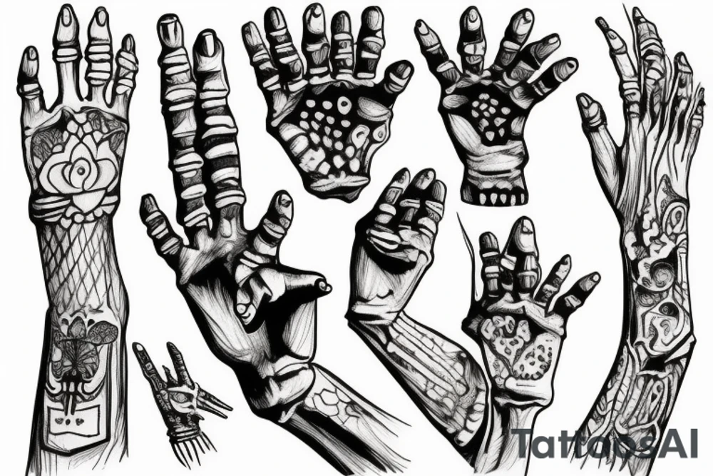 skeleton hand pointing up tattoo idea