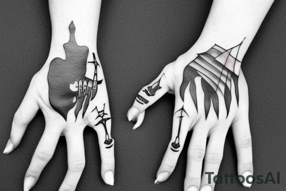 skeleton hand pointing up tattoo idea