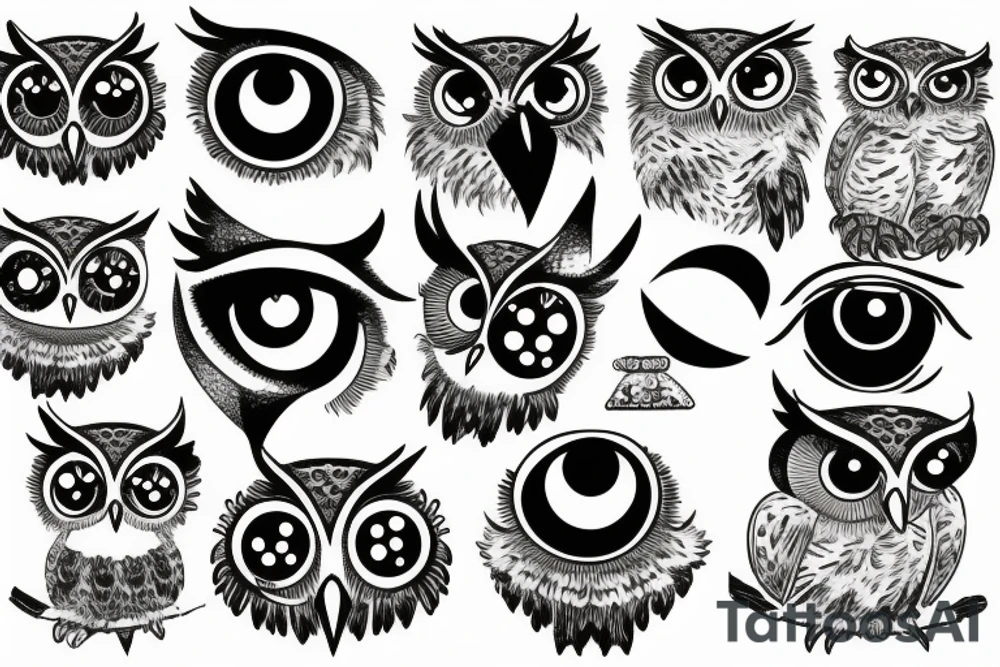 owl with one eye tattoo idea