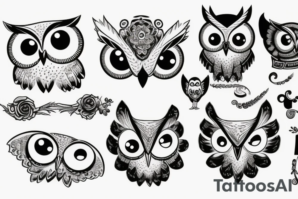 owl with one eye tattoo idea
