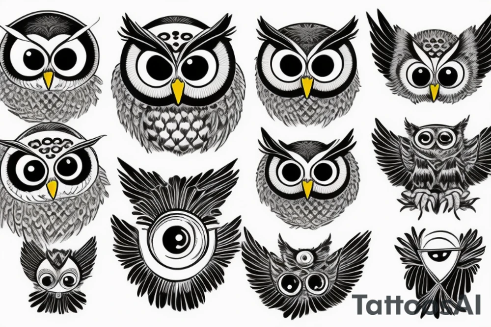 owl with one eye tattoo idea