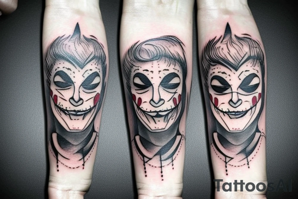 new york joker face sad storry forest crow tattoo idea
