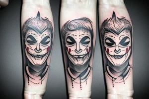 new york joker face sad storry forest crow tattoo idea