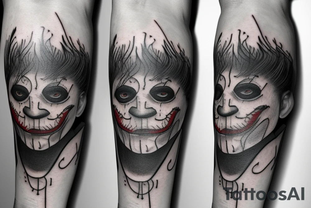 new york joker face sad storry forest crow tattoo idea