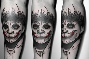 new york joker face sad storry forest crow tattoo idea