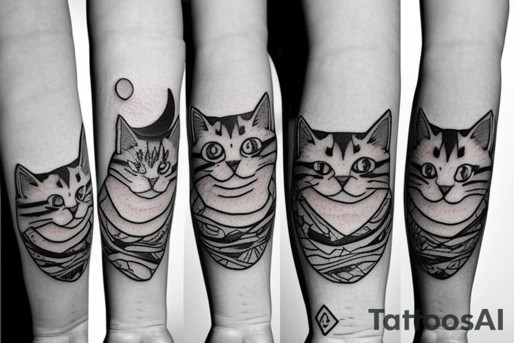 cats wearing hats tattoo idea