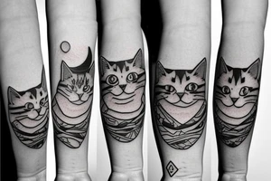 cats wearing hats tattoo idea