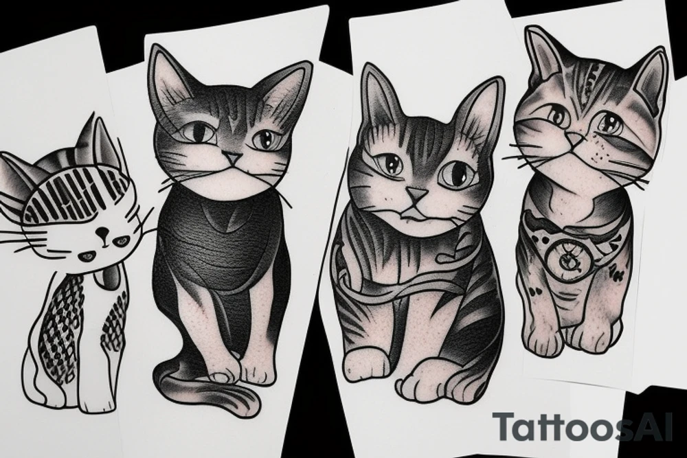 cats wearing hats tattoo idea