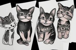 cats wearing hats tattoo idea