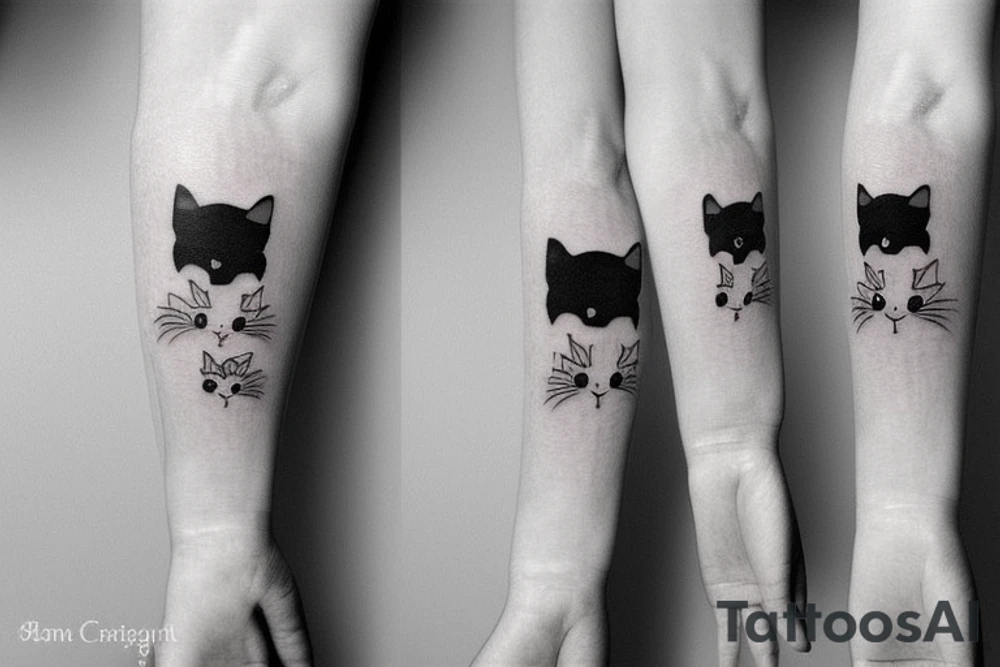 cats wearing hats, simple outline tattoo tattoo idea