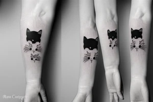 cats wearing hats, simple outline tattoo tattoo idea