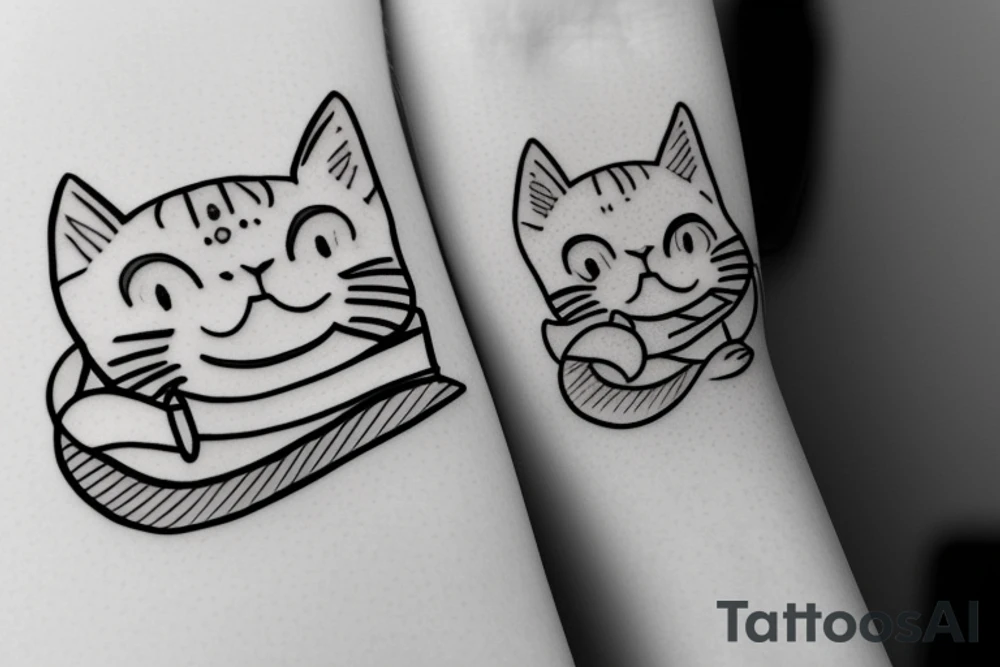 cats wearing hats, simple outline tattoo tattoo idea