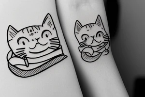 cats wearing hats, simple outline tattoo tattoo idea