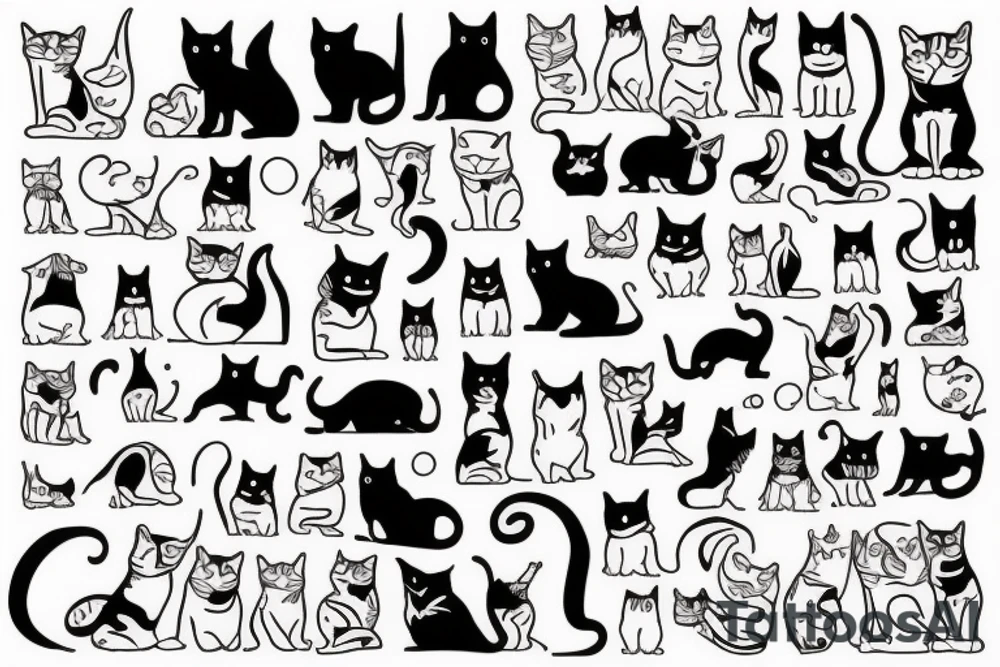 cat and dog tattoo idea