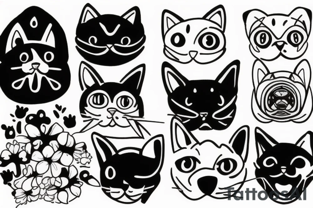 cat and dog tattoo idea