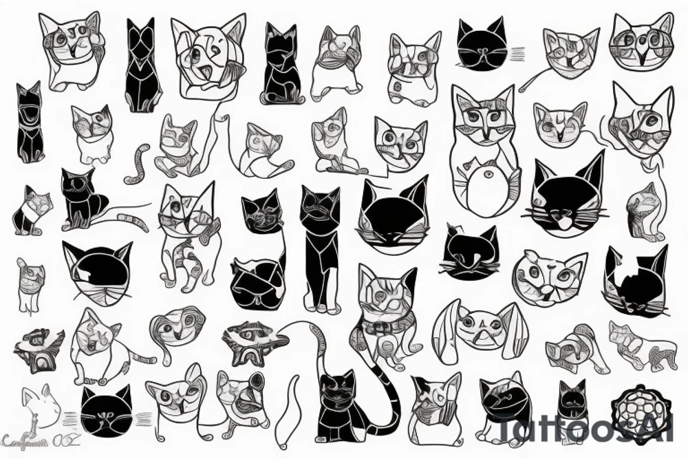 cat and dog tattoo idea