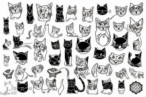 cat and dog tattoo idea