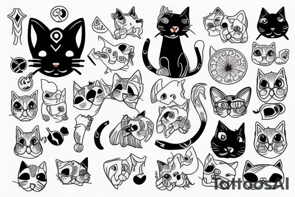 cat and dog tattoo idea