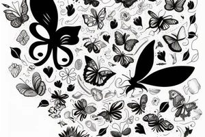 black cat playing with a butterfly tattoo idea