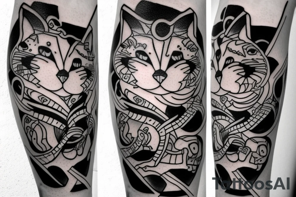 cat as a ghost, oneline tattoo idea