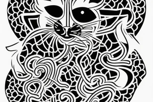 cat as a ghost, oneline tattoo idea