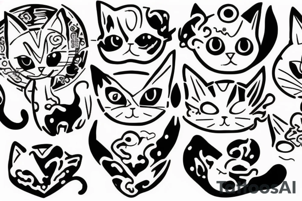 cat as a ghost, oneline tattoo idea