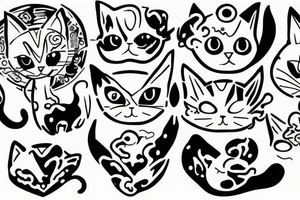 cat as a ghost, oneline tattoo idea