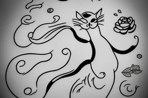 cat as a ghost, oneline tattoo idea